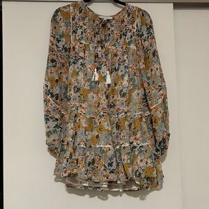 Floral Long Sleeve Dress with Tassels